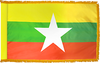 MyanmarFlag with Pole Hem and Gold Fringe