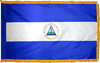 NicaraguaFlag with Pole Hem and Gold Fringe