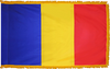 RomaniaFlag with Pole Hem and Gold Fringe