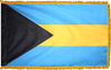 BahamasFlag with Pole Hem and Gold Fringe