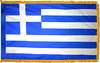 GreeceFlag with Pole Hem and Gold Fringe