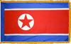 North KoreaFlag with Pole Hem and Gold Fringe