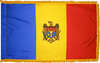 MoldovaFlag with Pole Hem and Gold Fringe