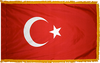 TurkeyFlag with Pole Hem and Gold Fringe