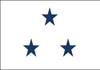 Navy Non-Seagoing Vice Admiral Flag, 3 Star Nylon Applique with Pole Hem, Size 4'4" x 5'6", 3104053ADN