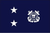 Coast Guard Rear Admiral Flag, 2 Star Nylon Applique with Pole Hem, Size 4'4" x 5'6", USCGM002104053