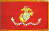 US Marine Corps Flag, 3' x 4', Nylon with Pole Hem and Gold Fringe