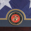 Emblem on Mahogany Flag Display Case with Marine Corps Service Medallion for 5ft x 9.5ft Internment Flag