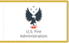 Custom U.S. Fire Administration "Hot Foot" flag, SIze 4' X 6' with pole hem and gold fringe