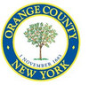 Custom Digital Single Reverse 5' X 8' Nylon Flag with Header and Grommets "ORANGE COUNTY NEW YORK" on Orange  Flag