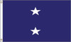 Navy Rear Admiral Upper Half Flag, 2 Star Nylon Applique with Header and Grommets, Size 6 (3'6"X5'1"), 2103051ADM