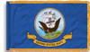 US Navy Flag, Indoor Nylon, Size 4'4" x 5'6" with Pole Hem and Gold Fringe (Open Market)