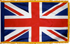 United Kingdom Flag (UN), Size 3' X 5' with Pole Hem and Gold Fringe, Fully Sewn Nylon (Open Market)