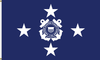 Coast Guard  Admiral Flag, 4 Star Nylon Applique with Header and Grommets, Size 4' x 6' (Open Market)
