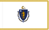 Massachusetts Flag with Pole Hem and Gold Fringe