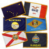 Complete Set of 50 US State Presentation Sets, 4' x 6' Nylon Flags with Pole Hem and Fringe with 9' Oak and Brass Presentation sets with Staff Spears (Open Market)