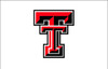 Texas Tech University Flag - White W-Multi Color Logo  Size 3' x 5' Appliqued w/ Header and Grommets