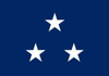 Navy Vice Admiral Flag, 3 Star Nylon Applique Size 7 (1'10"x 2'8") with snap and ring, 3101022ADM