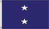 Navy Rear Admiral Upper Half Flag, 2 Star Nylon Applique with Header and Grommets, Size 7 (1'10"x 2'8"), 2101021ADM