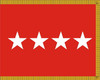 US Army General Flag, 4 Star Nylon Applique with Pole Hem and Gold Fringe, Size 3' X 4', GAR4103044