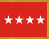 US Army General Flag, 4 Star Nylon Applique with Pole Hem and Gold Fringe, Size 4'4" x 5'6", GAR4104054
