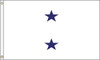 Navy Non-Seagoing Rear Admiral Upper Half Flag, 2 Star Nylon Applique with Header and Grommets, Size 6 (3'6"X5'1"), 2103051ADN