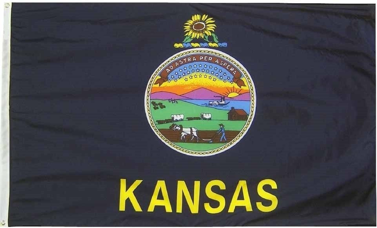 US State of Kansas Flag, Nylon with Reinforced Nylon, 5' x 8', KS5X8RN 020566VSRC