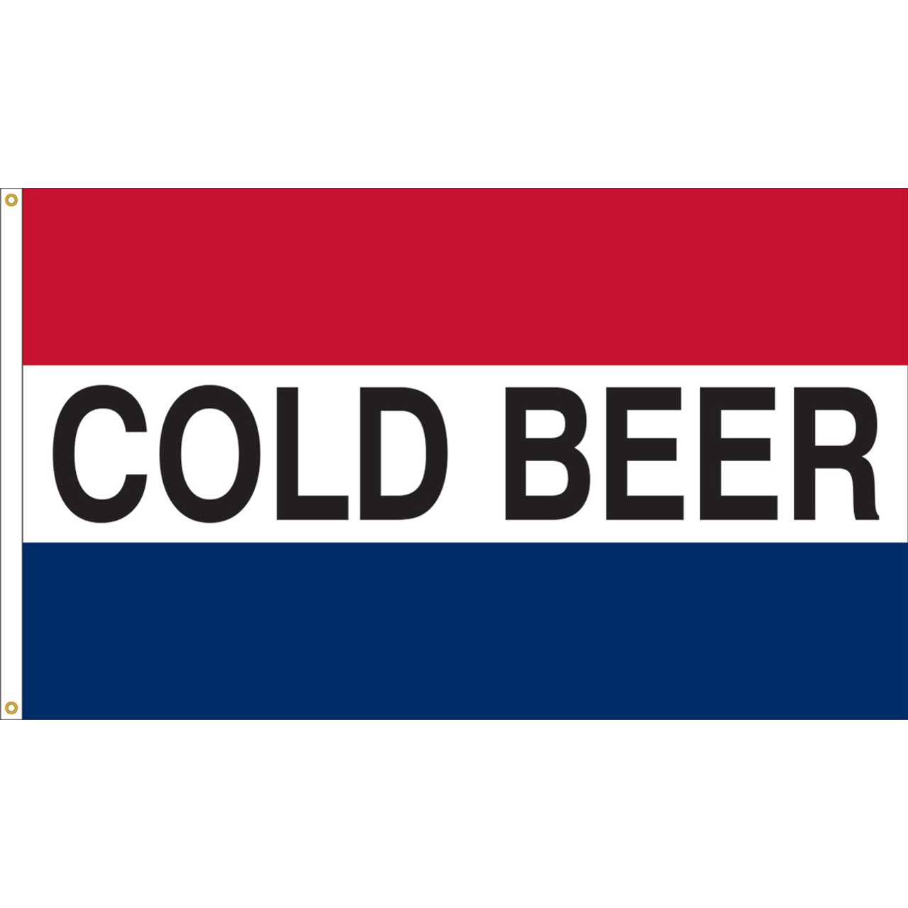 3' x 5' Message Flag "COLD BEER" Red/White/Blue Nylon with Header and Grommets, 120015