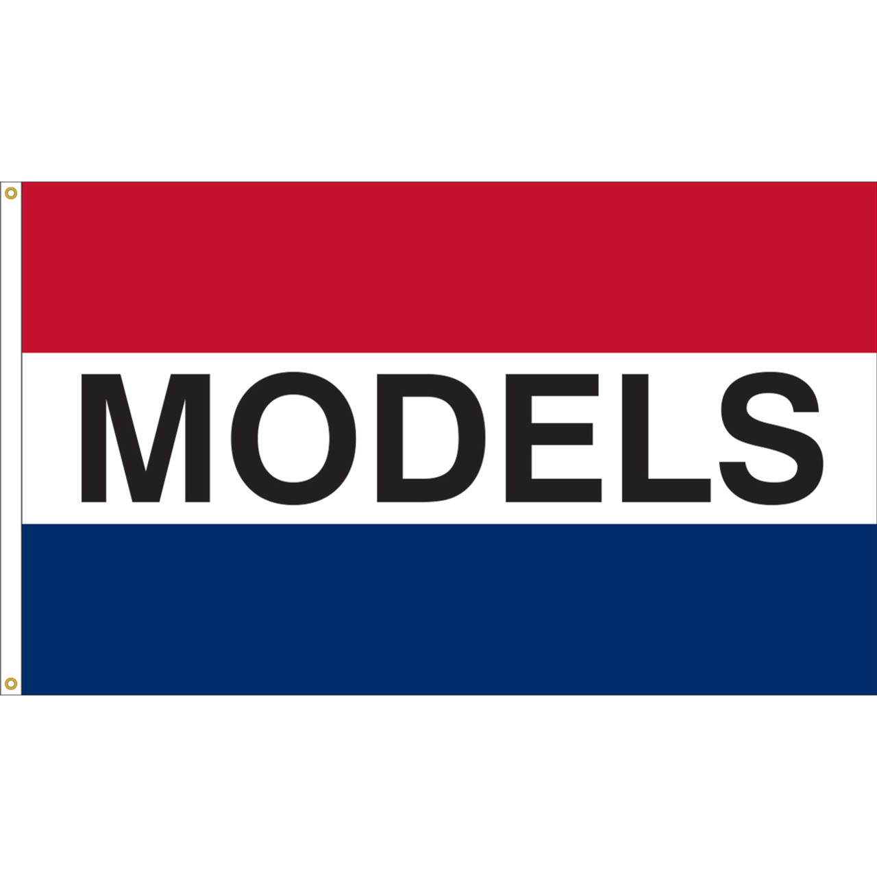3' x 5' Message Flag "MODELS" Red/White/Blue Nylon with Header and Grommets, 120042