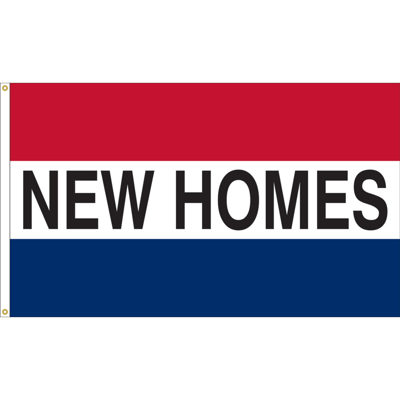 3' x 5' Message Flag "NEW HOMES" Red/White/Blue Nylon with Header and Grommets, 120045