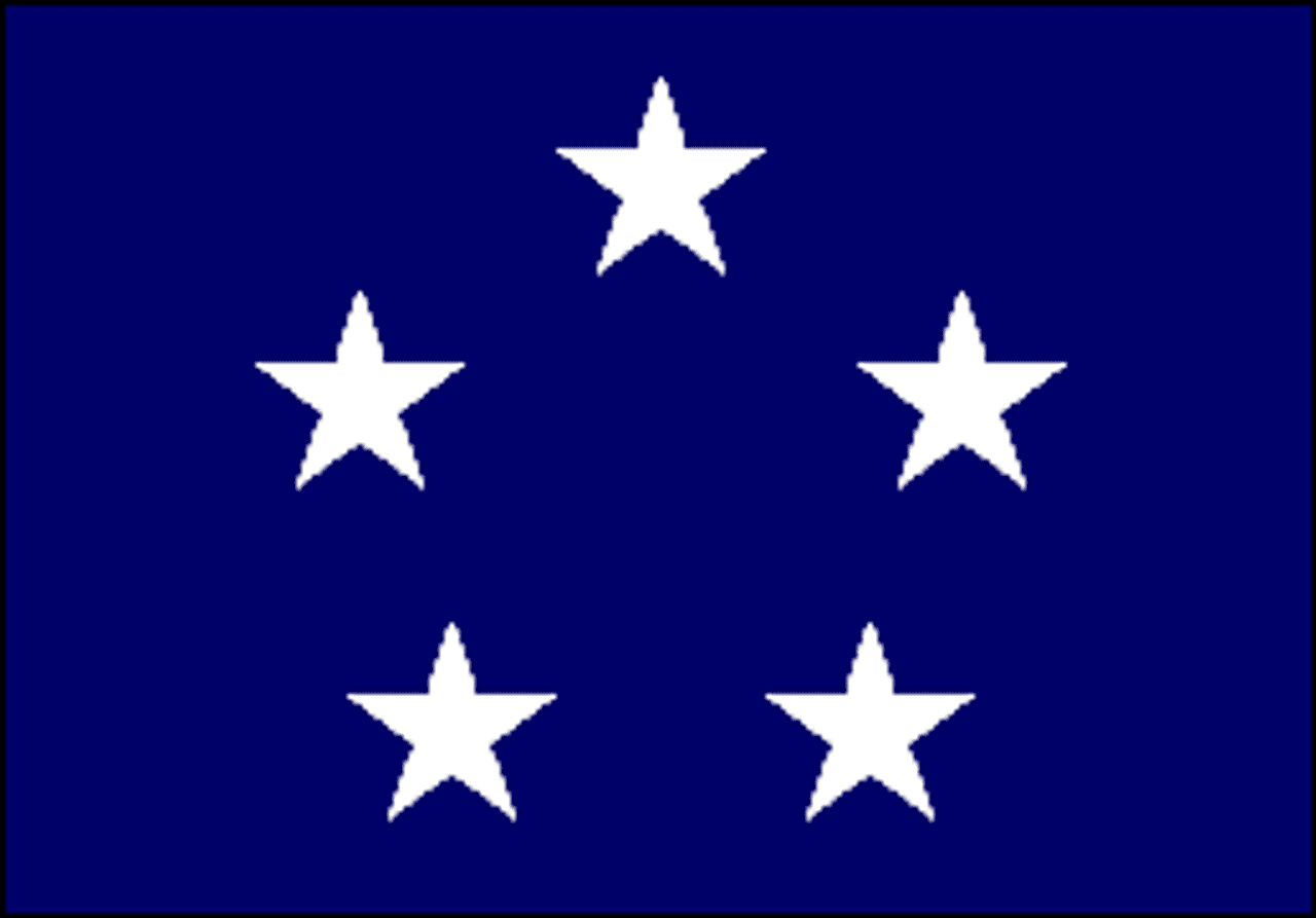 Navy Fleet Admiral Flag, 5 Star Nylon Applique with Snap and Ring, Size 7 (1'10"x 2'8"), 5101022ADM