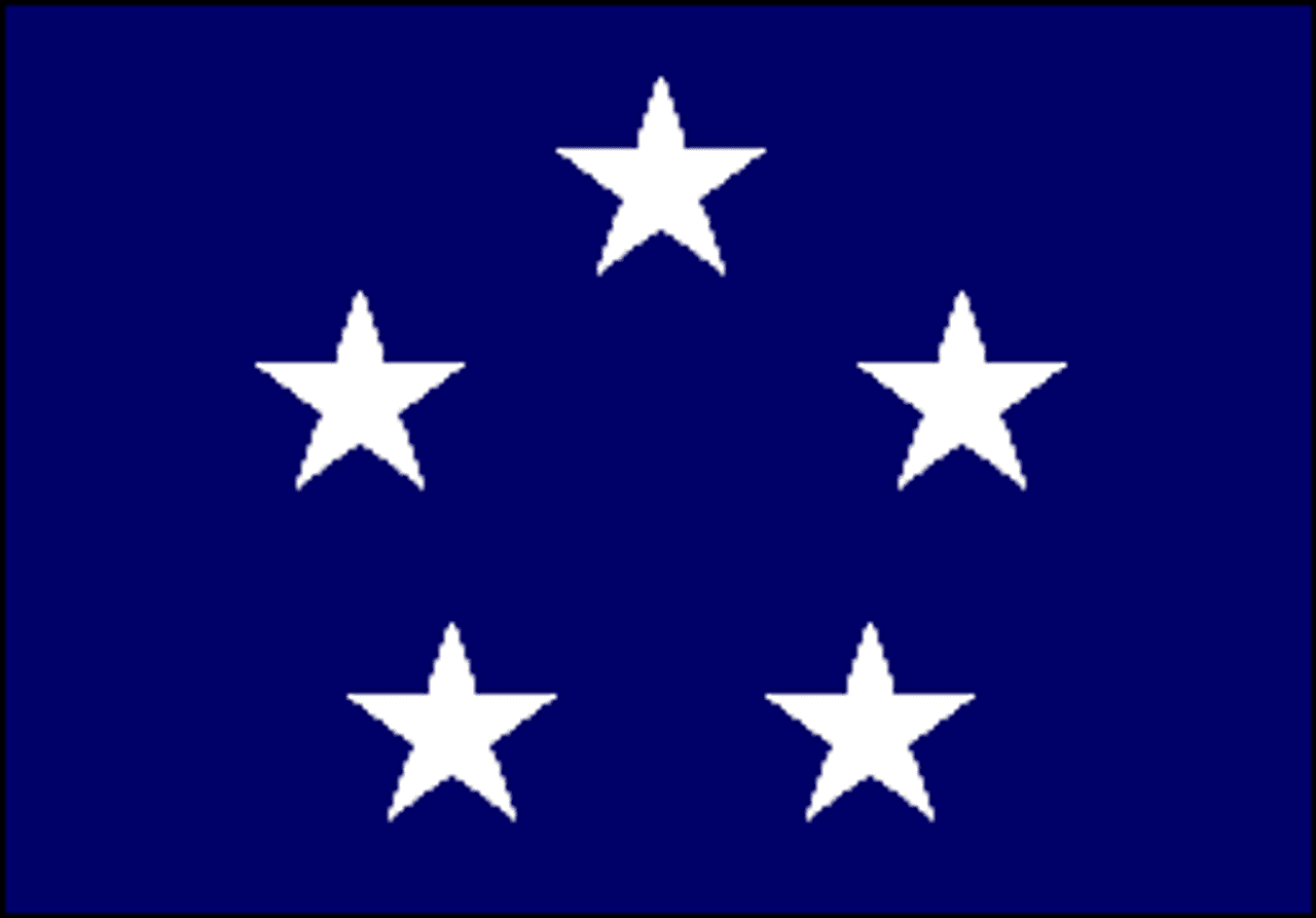 Navy Fleet Admiral Flag, 5 Star Nylon Applique with Snap and Ring, Size 6 (3'6"x 5'1"), 5103052ADM