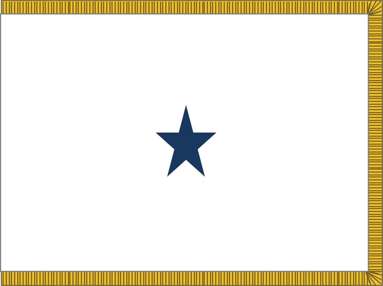 Navy Non-Seagoing Rear Admiral Lower Half Flag, 1 Star Nylon Applique with Pole Hem and Gold Fringe, Size 3' X 5', 1103054ADN