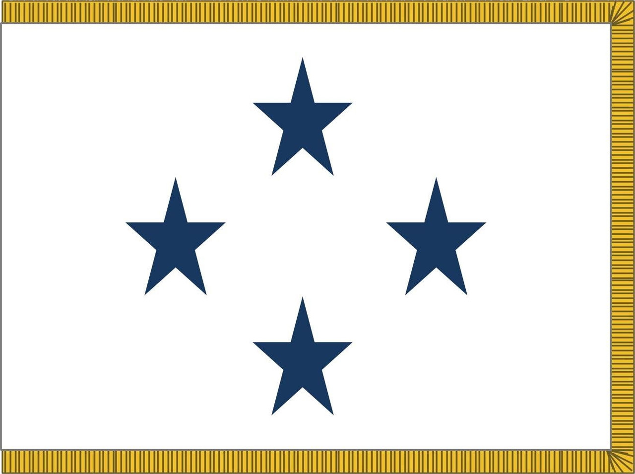 Navy Non-Seagoing Admiral Flag, 4 Star Nylon Applique with Pole Hem and Gold Fringe, Size 4'4" x 5'6", 4104054ADN
