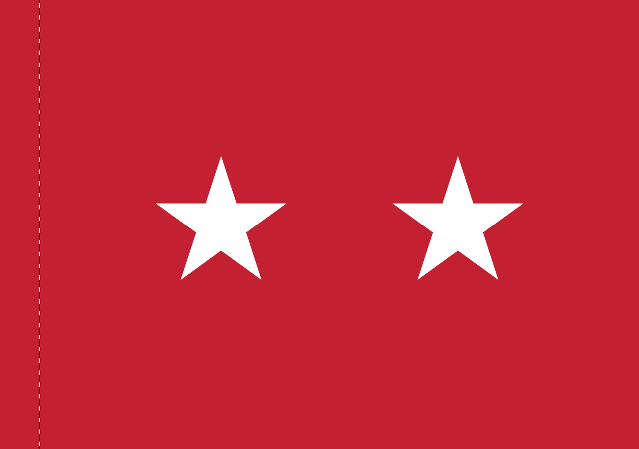 Army Major General Flag, Nylon Applique, 2 Star 3' x 4' Polehem Plain, 7122022 (Open Market)