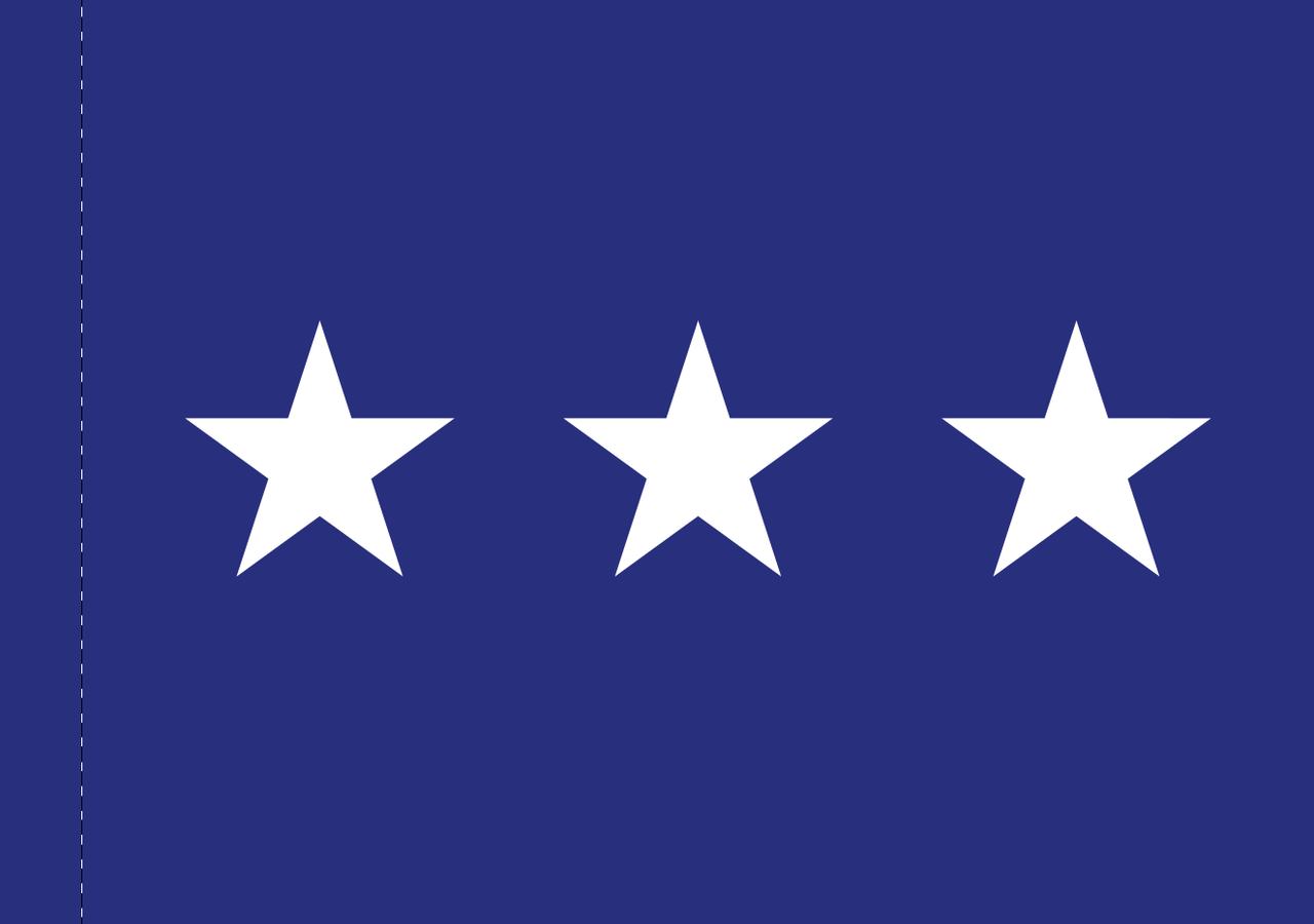 Air Force Lieutenant General Flag, Nylon Applique, 3 Star 3' x 4' Polehem Plain, 7172022 (Open Market)