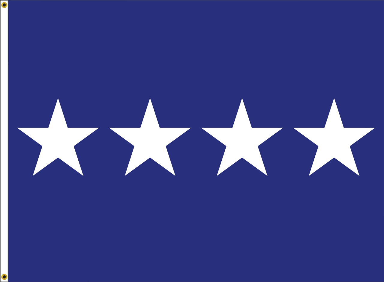 Air Force General Flag, Nylon Applique, 4 Star 3' x 4' Header and Grommets, 7182021 (Open Market)