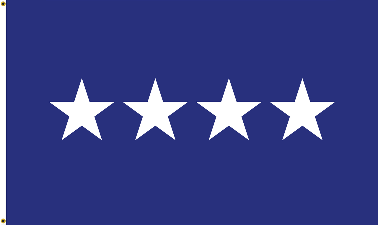 Air Force General Flag, Nylon Applique, 4 Star 3' x 5' Header and Grommets, 7182051 (Open Market)