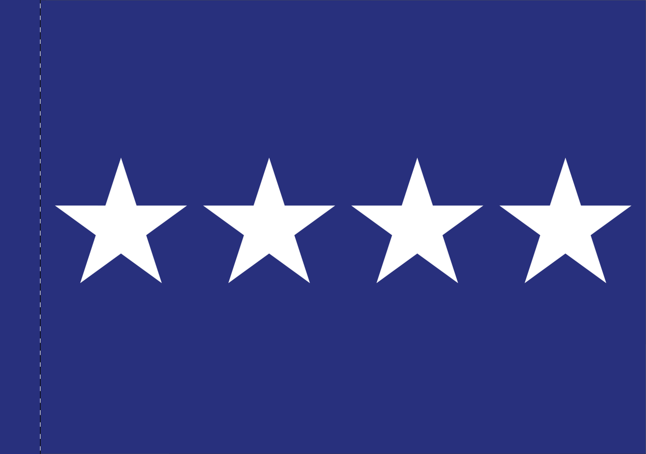 Air Force General Flag, Nylon Applique, 4 Star 3' x 4' Polehem Plain, 7182022 (Open Market)