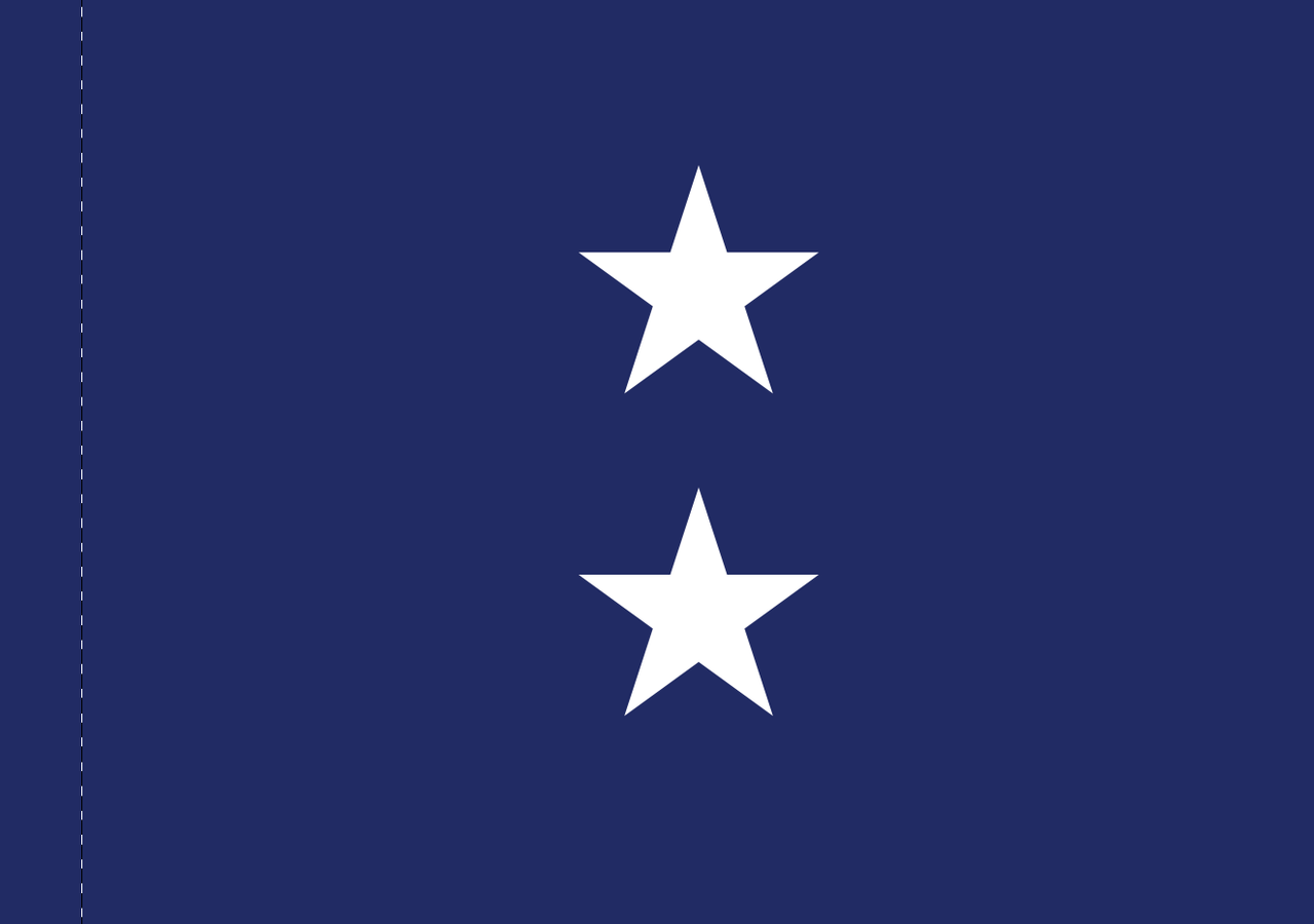 Navy Rear Admiral (Upper Half) Flag, Nylon Applique, 2 Star 3' x 4' Polehem Plain, 7202022 (Open Market)