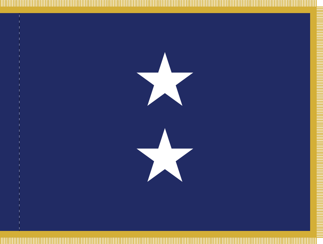 Navy Rear Admiral (Upper Half) Flag, Nylon Applique, 2 Star 3' x 4' Polehem and Gold Fringe, 7202023 (Open Market)