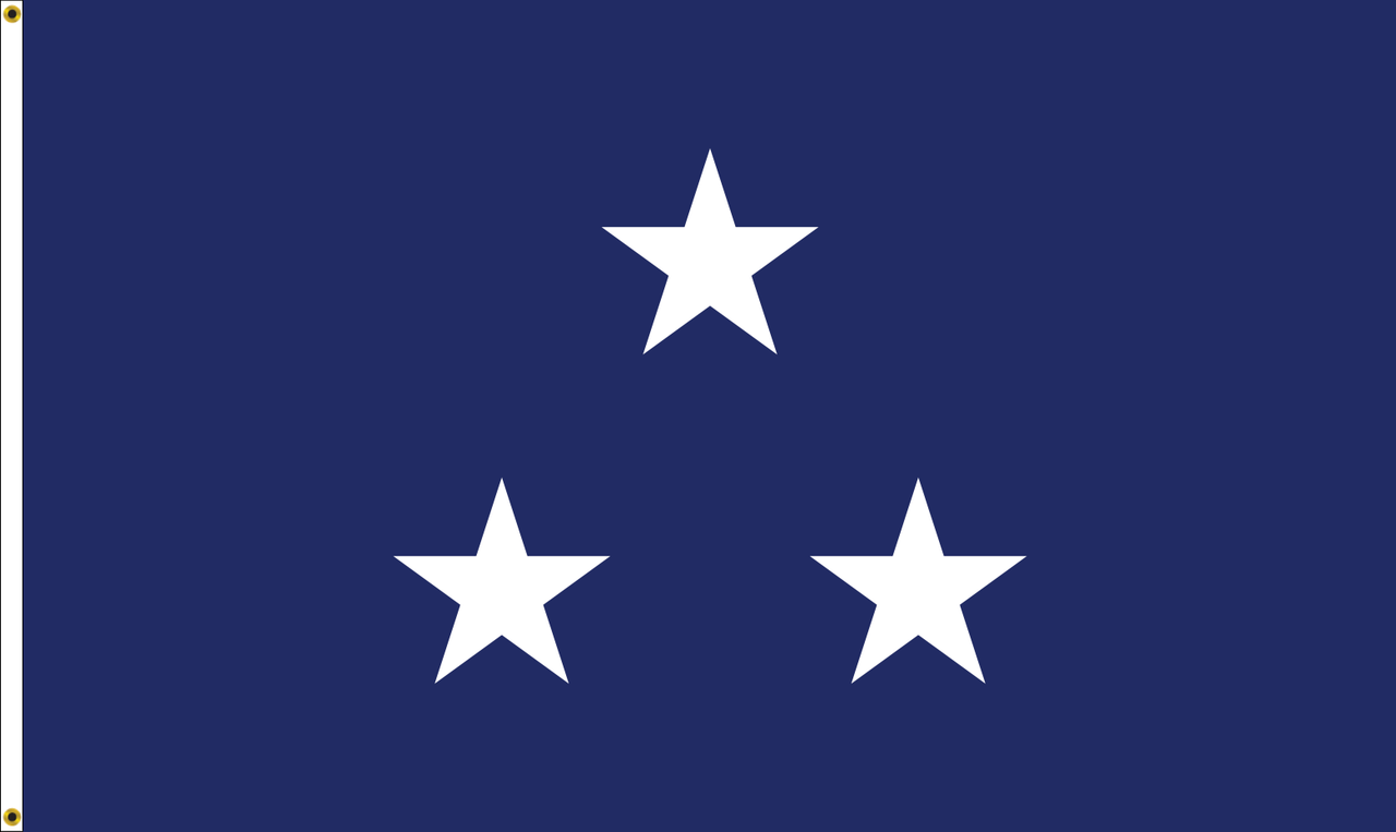 Navy Vice Admiral Flag, Nylon Applique, 3 Star 2' x 3' Header and Grommets, 7212011 (Open Market)