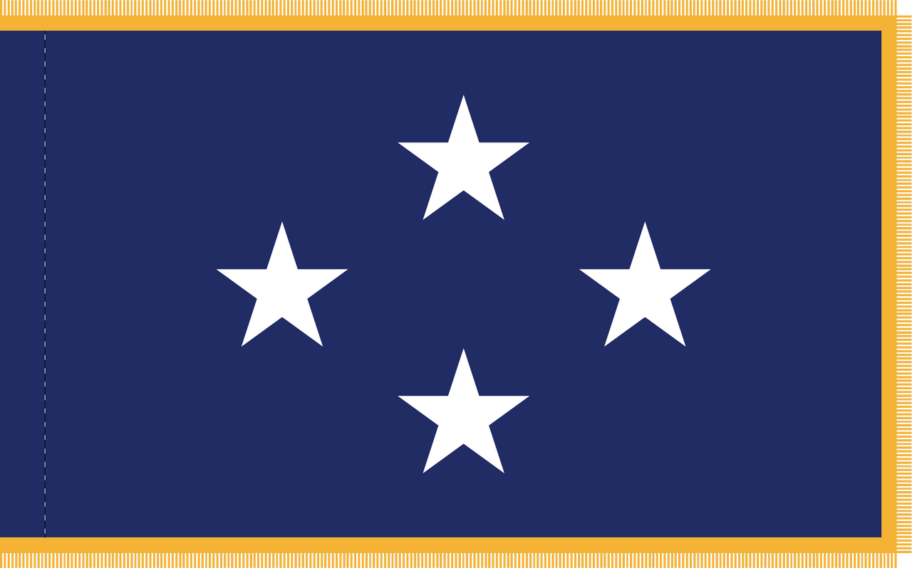 Navy Admiral Flag, Nylon Applique, 4 Star 4' x 6' Polehem and Gold Fringe, 7222093 (Open Market)