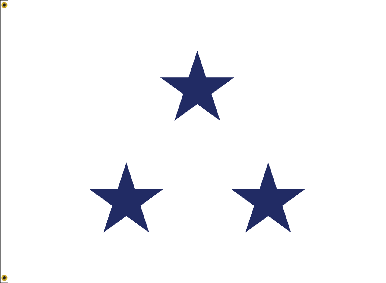 Navy Non-Sea Going Vice Admiral Flag, Nylon Applique, 3 Star 3' x 4' Header and Grommets, 7332021 (Open Market)