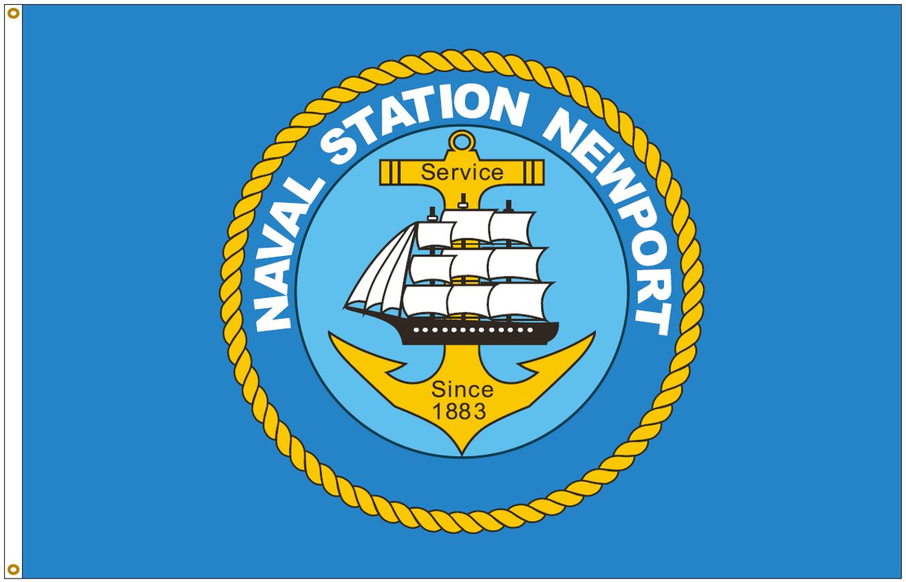 Custom Digital Double Sided 4' x 6' Nylon Flag w/Header & Grommets "Naval Station Newport Logo" (Open Market) Price based on quantity 6+