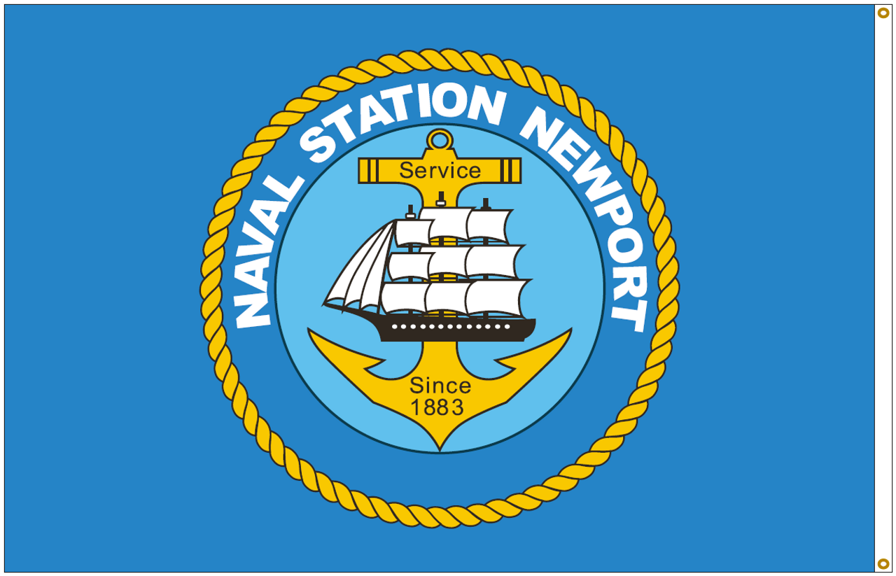 Custom Digital Double Sided 4' x 6' Nylon Flag w/Header & Grommets "Naval Station Newport Logo" (Open Market) Price based on quantity 6+