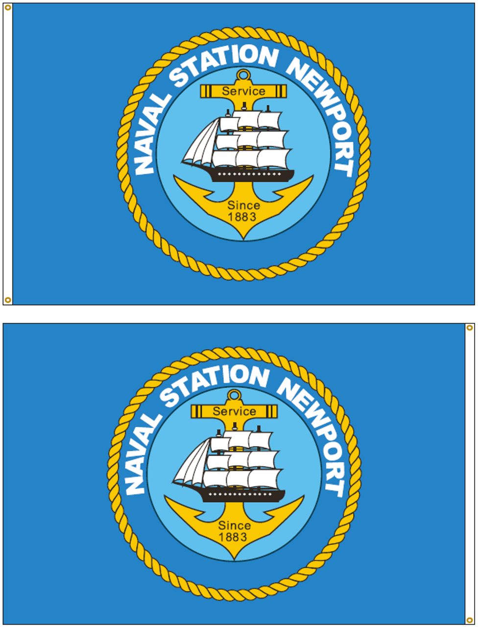 Custom Digital Double Sided 4' x 6' Nylon Flag w/Header & Grommets "Naval Station Newport Logo" (Open Market) Price based on quantity 6+