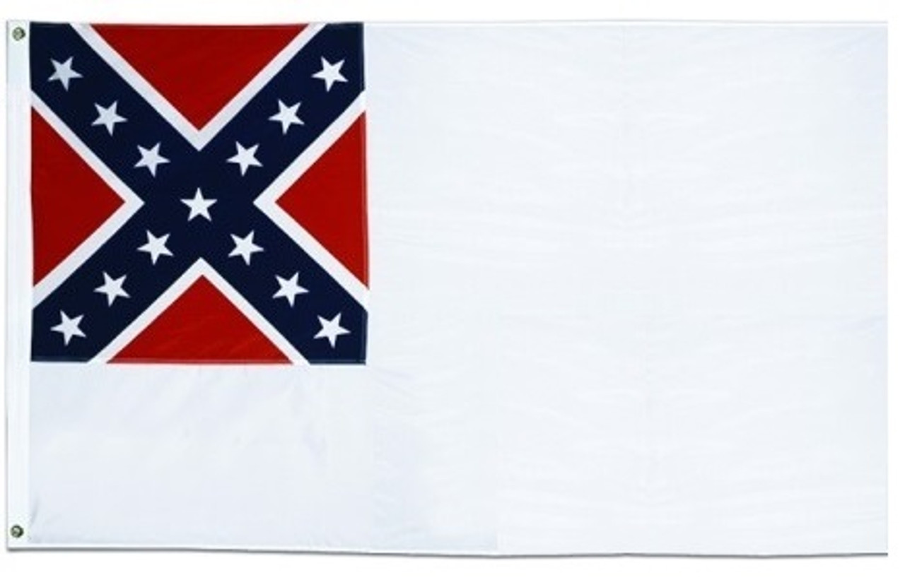 Second National Confederate Flag (1863), Appliqued Cotton 4' x 6' with Header and Grommets, SecondNatConfed4x6COT