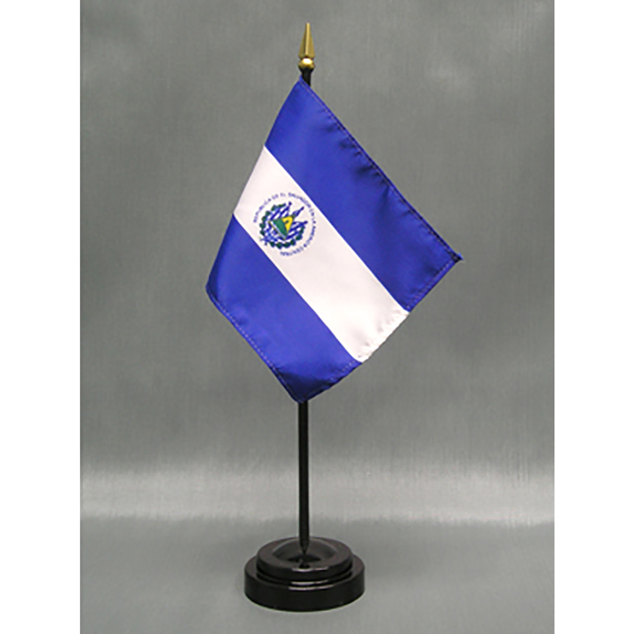 El Salvador with Seal Stick Flag 4"x6" E-Gloss, 12 Pack