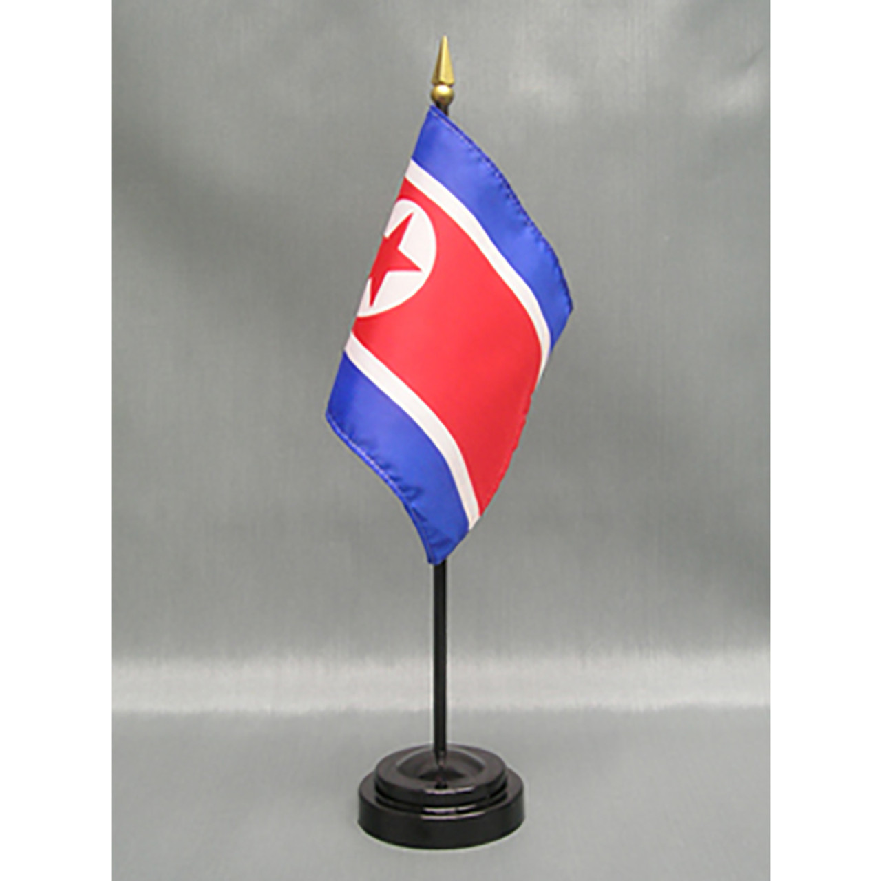 North Korea Stick Flag 4"x6" E-Gloss, 12 Pack